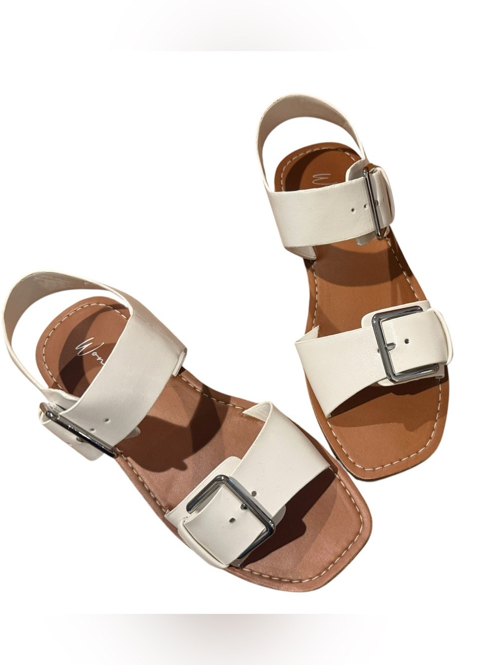 Wonderly Sara White Buckle Strap Sandals Size 6